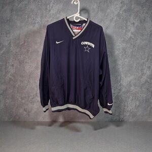Nike NFL Pro Line Authentic Jersey Shirt - Navy and White V Neck, Long Sleeve